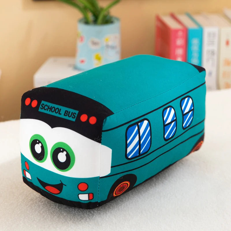 Lustiger farbenfroher Schul Bus als Kuschel Spielzeug