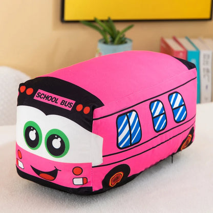 Lustiger farbenfroher Schul Bus als Kuschel Spielzeug