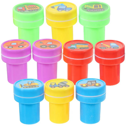 10er Set Stempel mit Bagger und Auto Motiven für Kinder Geburtstag etc.