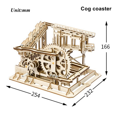 Robotime: Mechanischer Modellbausatz Kugelbahn – DIY 3D-Holzpuzzle für eine Murmelbahn