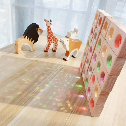 Montessori-Holz-Bausteine mit Edelstein Look